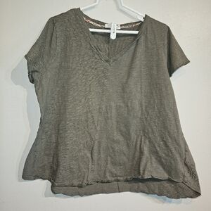 Gray V-Neck Women's Top